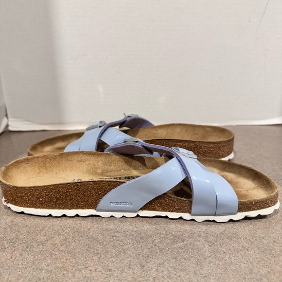 Birkenstock Women Yao Balance Size 9 Dove Blue Patent Leather Minimalist Sandals - Picture 5 of 8